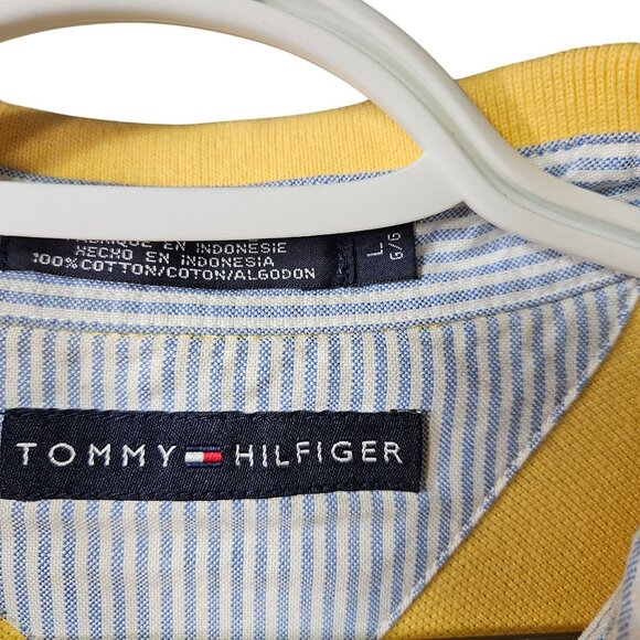 Tommy Hilfiger Yellow Polo Shirt Mens Size L 100% Cotton Classic Fit Short Sleev - Picture 3 of 5